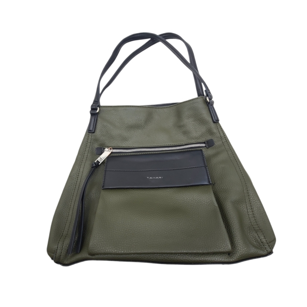Tahari pebble leather hobo bag